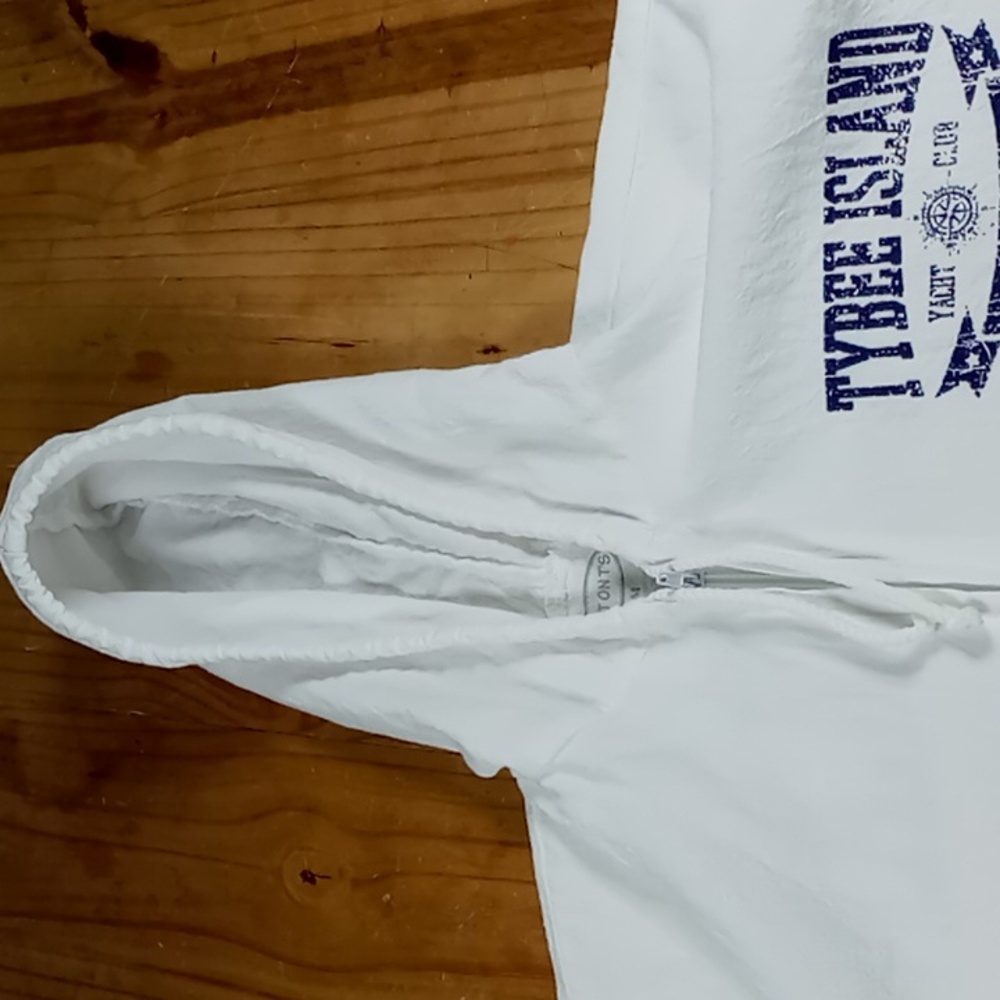 Art On T's White Full Zip Hooded Shacket Tybee Island Yacht Club  Size Medium - Picture 12 of 13